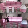 Custom MDF Baking Paint Nail Display Kiosk For Shopping Mall Concession Booth