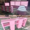 Custom mall nail kiosk with LED lighting & storage cabinet, MDF baking paint finish